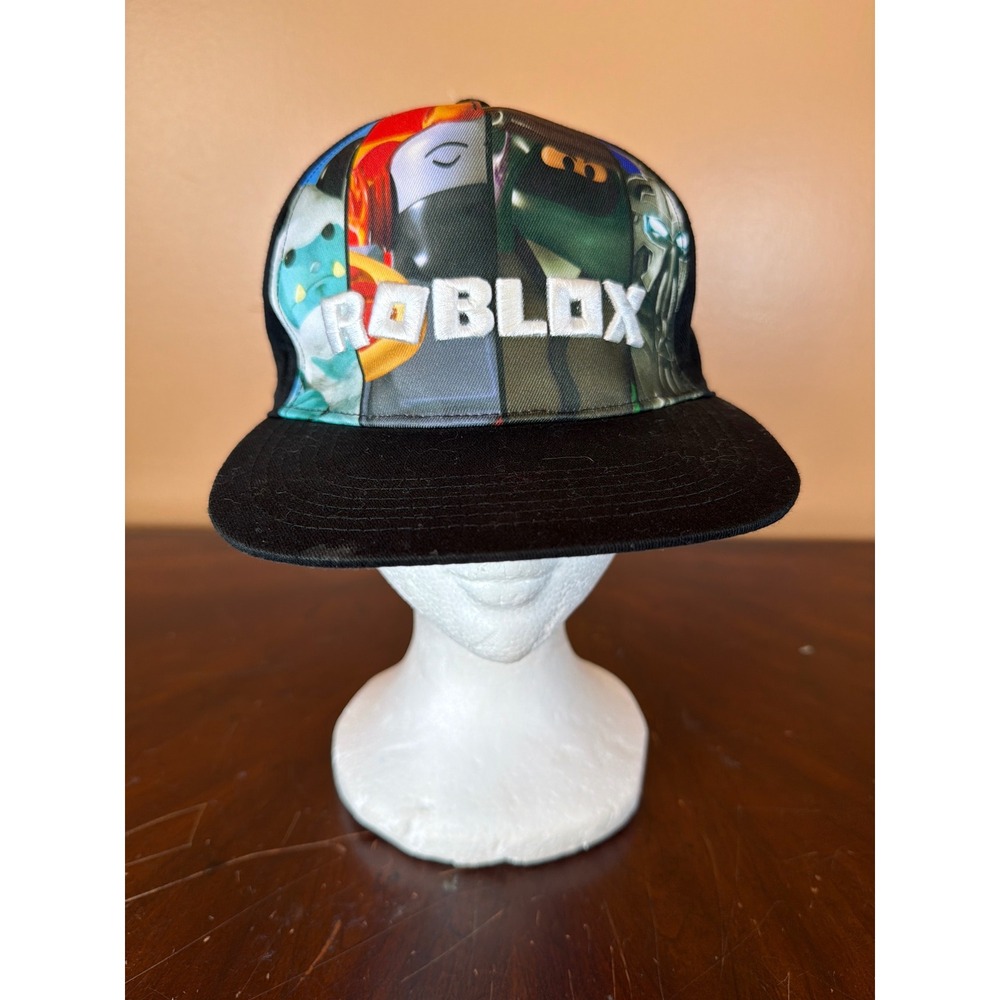 Roblox Snapback Hat Black Graphic Character‎ Print Baseball Cap Adjustable Gamer